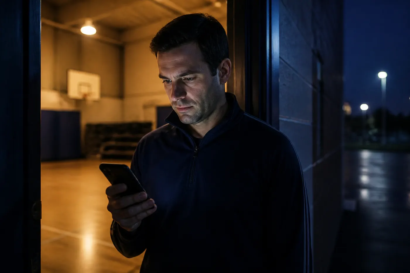 Antrenör salonda telefondan kulübü yönetiyor